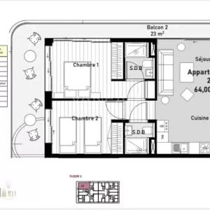 Appartement ou duplex 2 chambres dans une résidence de prestiige