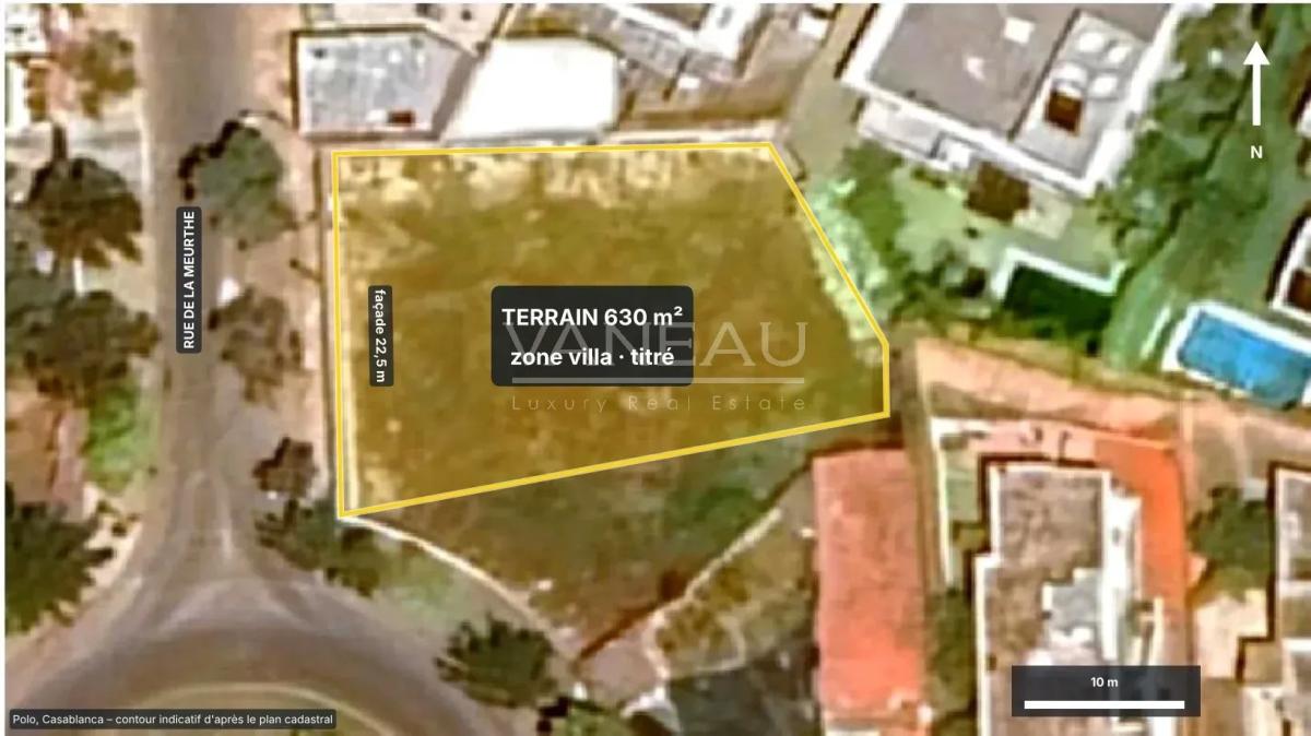Terrain villa 630 m² – Polo – 22,5 m de façade – Titré, dossier complet