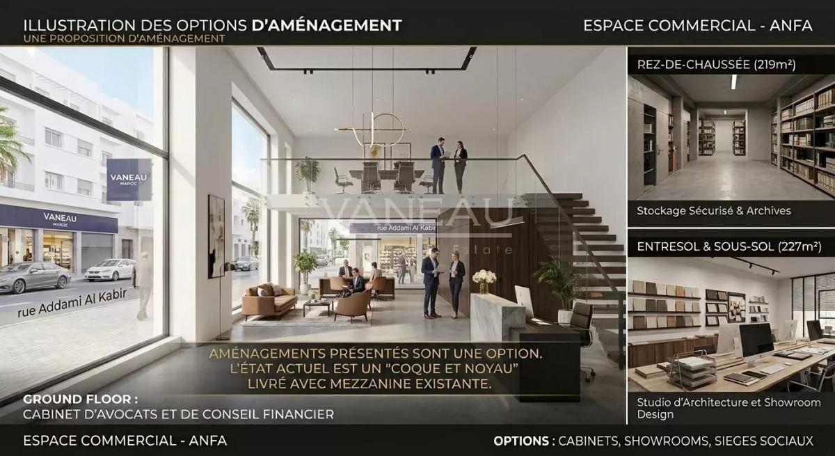 Espace commercial de 446 m² à vendre dans le centre ville de Casablanca