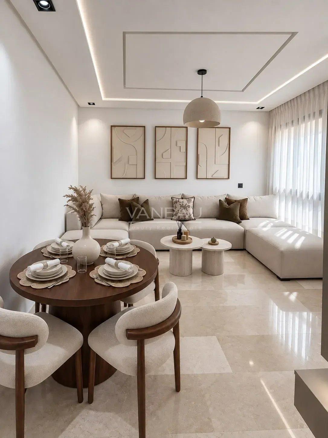 Appartement meublé de 3 chambres avec piscine à 2 minutes de M Avenue