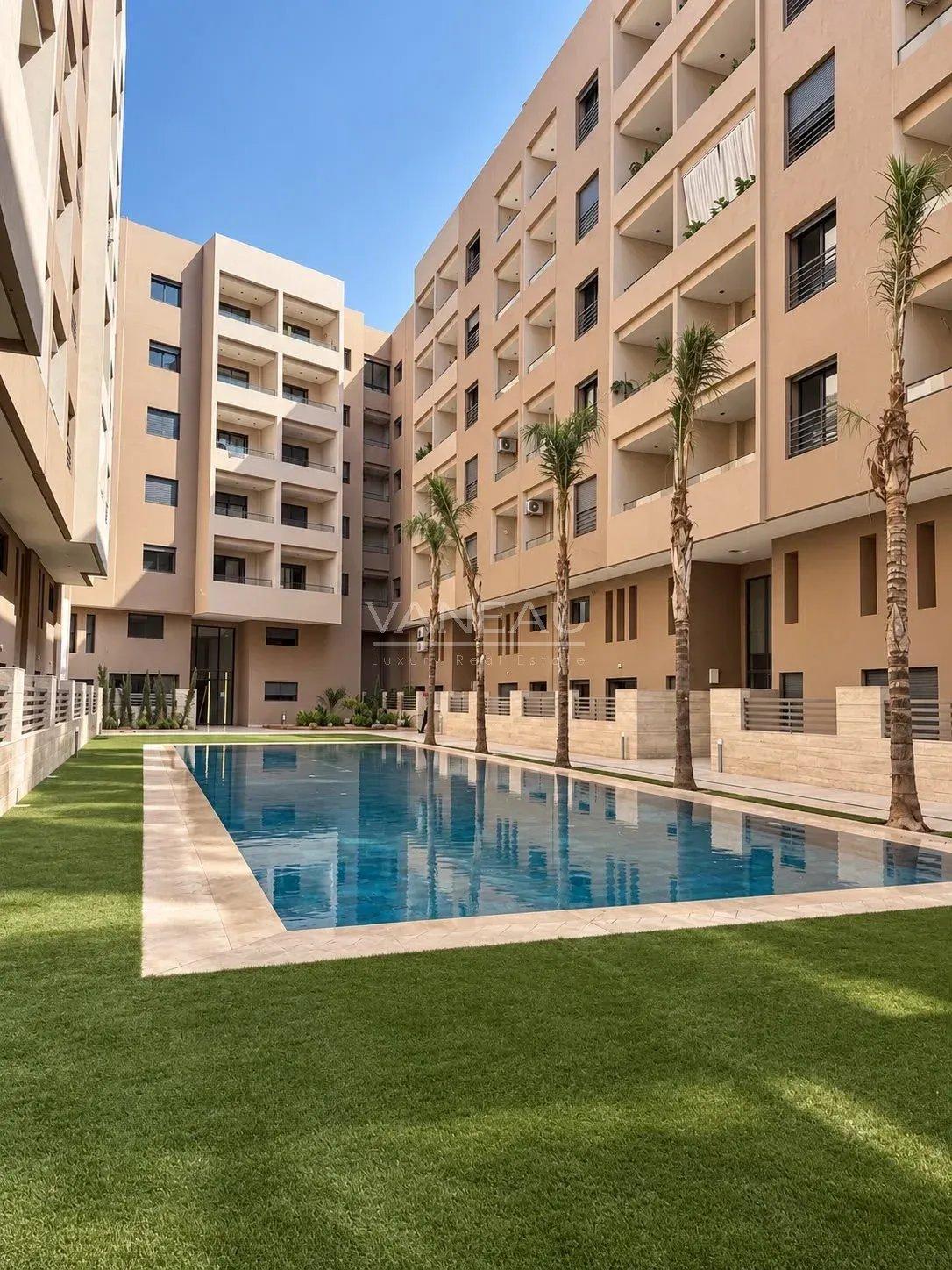 Appartement meublé de 3 chambres avec piscine à 2 minutes de M Avenue
